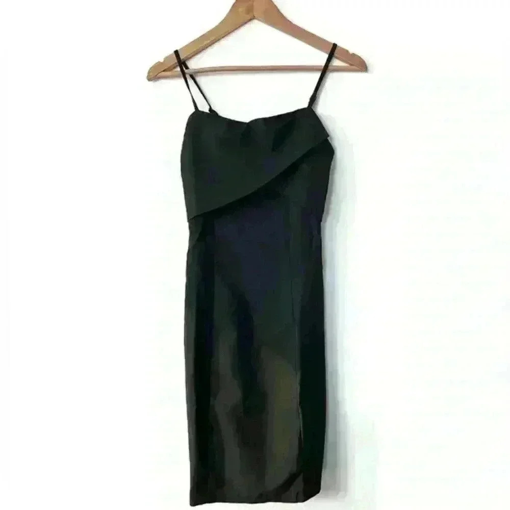NWT Atmos & Here Black Erin Strapped Wrap Bust Bodycon Dress 6 S